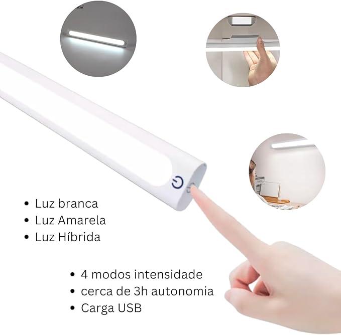 Luminária LED Barra Recarregável USB - Sem Fio Versátil - Dy Confort