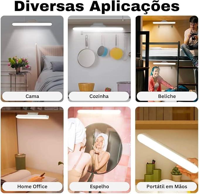Luminária LED Barra Recarregável USB - Sem Fio Versátil - Dy Confort