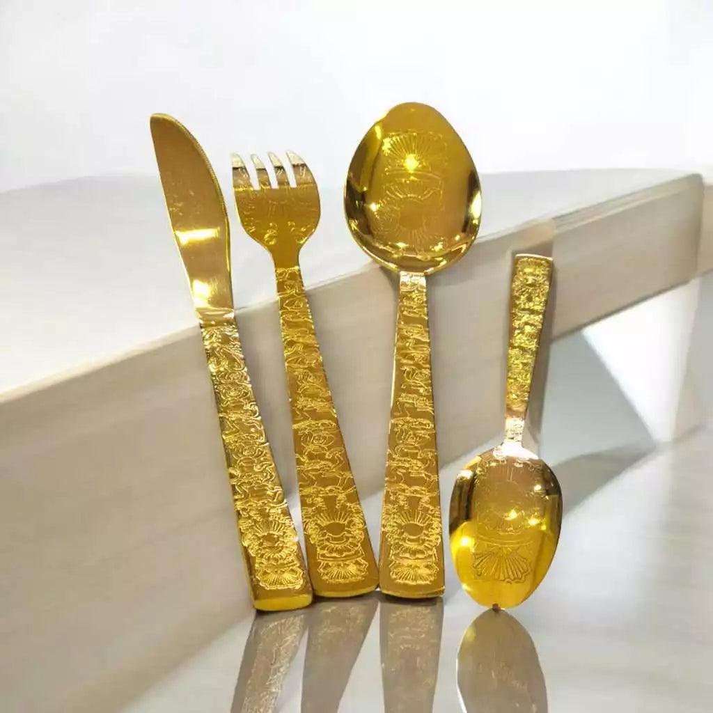 Faqueiro de Luxo Talheres dourado cabo desenhado 24pc
